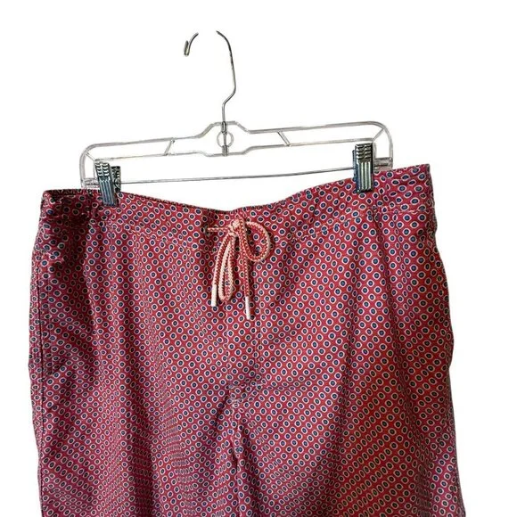 Johnnie-O Mens Red & Blue Patterned Swim Shorts XL - Picture 2 of 5